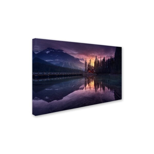 Jesus M Garcia 'Lake House Sunrise' Canvas Art,16x24